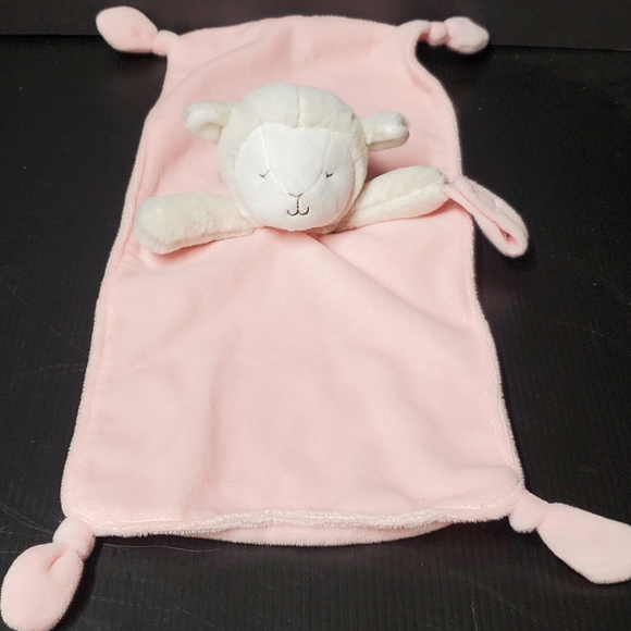 Carters OS White Lamb Pink Security Blanket Rattle Pacifier Holder Knotted Sheep - Picture 5 of 7